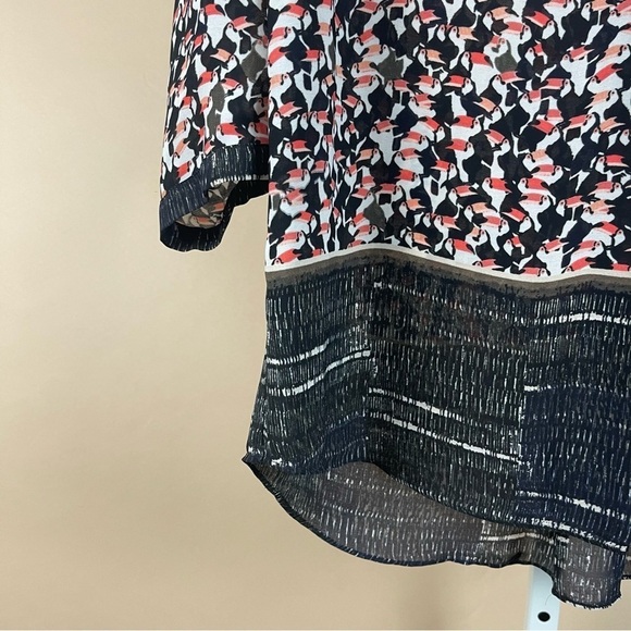 Nic + Zoe Size Medium Toucan Bird Print Flowy Tunic V Neck Spring Summer Boho - Picture 3 of 8
